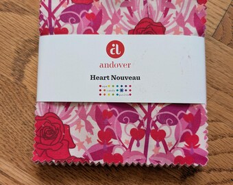 Heart Nouveau by Eye Candy Quilts, 42-piece 5" Charm Pack - Andover Fabrics. 100% Cotton