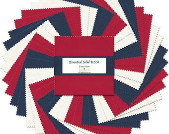 Essential Solid U.S.A. 5" Squares charm pack by Wilmington Fabrics - 42 prints in stacker, 502 18 502
