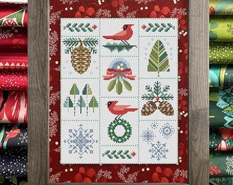 Winterly Sampler cross stitch patterns by Robin Pickens -  WS410, stitch count 112 wide by 139 high