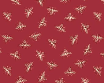 Apple red Petite Bees, Petite Beehive Collection by Renee Nanneman of Neel'L Love for Andover Fabrics - A-1316-R - sold by the half yard