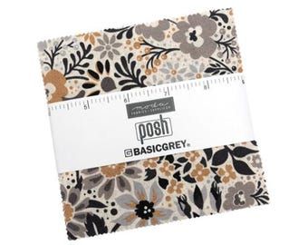 Posh Charm Pack 30770PP by BasicGrey for Moda Fabrics, Moda Precuts, 42 5-inch Squares
