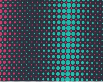 Color Crush Indigo 10885 14 by Vanessa Christenson, V and Co, Moda Fabrics sold by the half yard, Vibes Dots, Stripes, Dark Blue, Aqua, Pink