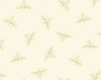 Alabaster Cream Bees from the French Bee Collection by Renee Nanneman of Neel'L Love for Andover Fabrics A-9084-LN1 - sold by the half yard