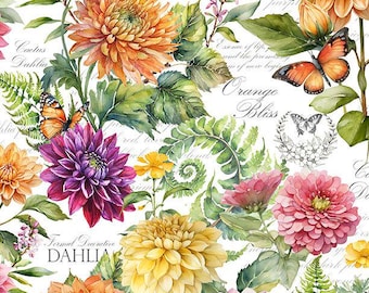 Dahlia Botanica Large Floral Multi by Nancy Mink 001665033923 185, Wilmington Prints  - sold by the half yard