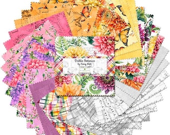 Dahlia Botanica, by Nancy Mink for Wilmington Fabrics, 42 5-inch Squares Charm Pack, 000508000880 508