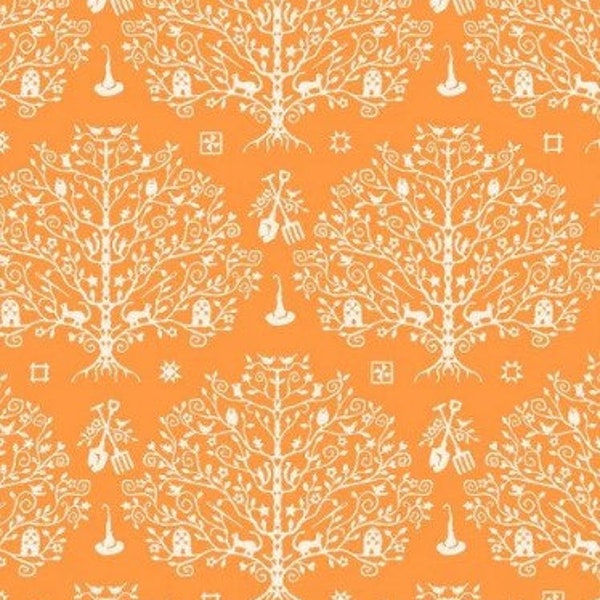 Spellcaster's Garden  Paper Cut Tree in Orange by Meg Hawkey for Maywood Studios MAS9815-0 - Sold by the Half Yard