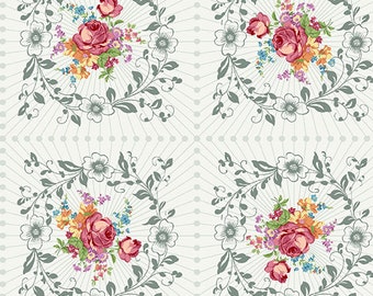 Giucy Giuce Ivory, Pattern: Wreath from the Nonna line by Guice for Andover Fabrics, Inc sold by Half Yard, A-9873-C