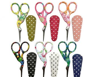 Trendy Stork Scissors 009 TS2 from Graphic Impression, Six assorted colors of embroidery scissors,  matching polka dot sheath, 3.75" long