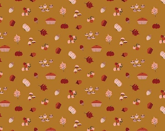 Maple Harvest Gold by Gabrielle Neil Design for Riley Blake Designs, 1/2 yd, script fabric - C12473-Gold