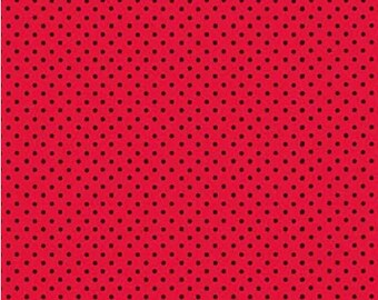 Red with Black Polka Dots,  Makower UK Fabrics Pirates TP-830-RX, sold by Half Yard