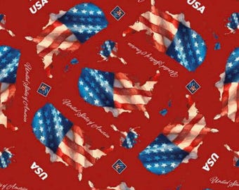 Letters from Home Main Red by Riley Blake Designs, Patriotic Military, Quilting Fabric  - sold by the half yard C15610-Red