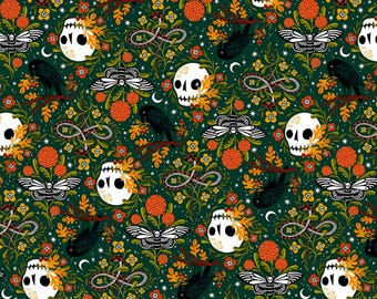 Fright - Hunter || More Than Bones from Cori Dantini of Free Spirit Fabrics, PWCD164.XHUNTER, sold by the half yard