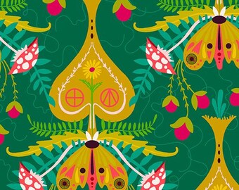 Wildflowers by Alison Glass, Color - Emerald, Pattern - Spade for Andover Fabrics, A-667-T, sold by the half yard