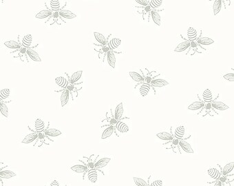 White Wisp Bees from the French Bee Collection by Renee Nanneman of Neel'L Love for Andover Fabrics - A-9084-LC1 - sold by the half yard