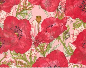 Superbloom Carnation 48781 19 by Robin Pickens for Moda Fabrics -sold by the half yard, Red Poppys