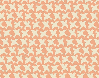Sweet Ride by Edyta Sitar for Laundry Basket, Color Persimmon Pattern: Dove 1/2 yd, 100% Cotton by Andover Fabrics, A-451-O