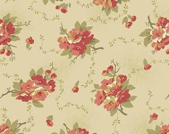 Primrose- Edyta Sitar - Laundry Basket, Color-Vintage, Pattern: Dahlia, 1/2 yd, 100% Cotton Andover Fabrics, A-530-E