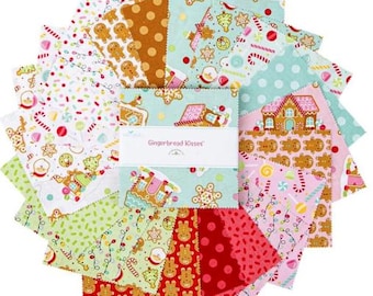 Gingerbread Kisses 5 Inch Stacker by Lila Tueller for Riley Blake Designs 5-16440-42, includes 42 pieces 5" x 5"