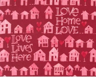 Darling Peony Cranberry 48791 16 by Robin Pickens, Moda Fabrics -sold by half yard, pink, Valentines Little House of Love Novelty Watercolor