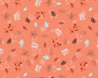 Maple Leaves Salmon by Gabrielle Neil Design for Riley Blake Designs, 1/2 yd, script fabric - C12474-SALMON