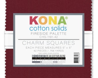 Fireside palette 5" Charm pack by Kona Cotton - Robert Kaufman - charm pack bundle includes 42 pieces chs-1191-42