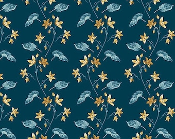 Beach House by Edyta Sitar of Laundry Basket Quilts for Andover, Color - Midnught Blue, Pattern - Clemantis, sold by the half yd, A-1167-B