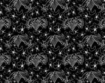 SM Cobweb Lace - Black from Costumes & Cobwebs by Club Hauer, Rachel Hauer, PWRH118.BLACK, Sold by Half Yard, Halloween Cobwebs