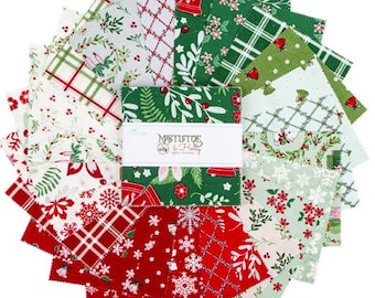 Mistletoe & Holly 5" Stacker charm pack Bundles - by Beverly McCullough for Riley Blake Designs  - 42 prints in stacker5-16400-42 Christmas
