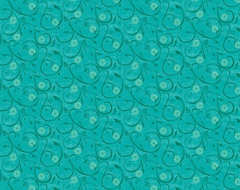 HAPPY SWIRL Medium Teal  By Jessica Flick  9416-80 Collection: Awesome Owls for Benartex , sold by Half Yard