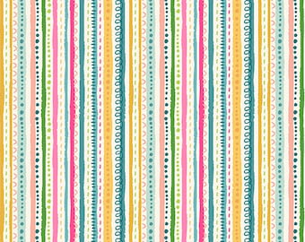 Only 35 inches In the Jungle by Makower, color - Pink stripe, pattern - Doodle Stripe, 100% Cotton Quilting Fabric,  TP-2608-P