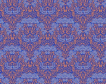 Michaelmas Daisy - Cobalt - Kaffe Fassett x The Original Morris & Co., PWKW007.Cobalt , 100% Cotton, sold by 1/2 yard