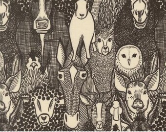 The Henhouse Iron 48431 20 by Gingiber and Moda Fabrics -sold by the half yard, Barnyard Faces, Novelty Animals