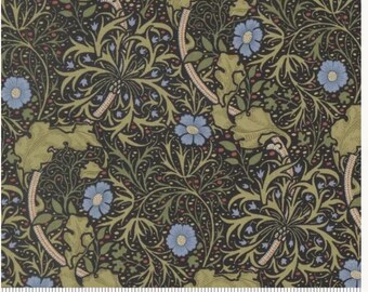 Morris Muse Seaweed Florals Ebony 13382 16, by Barbara Brackman for Moda Fabrics -sold by the half yard