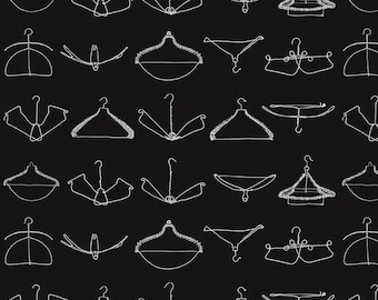 Press On Wire Hangers C15258 Black - Riley Blake Designs - Vintage Clothes - J. Wecker Frisch - Quilting Cotton Fabric, sold by 1/2 Yard