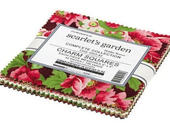 Scarlet's Garden, 5" charm pack, a Flowerhouse Collection by Debbie Beaves for Robert Kaufman, 42 pcs - 0.756 yards CHS-1003-42