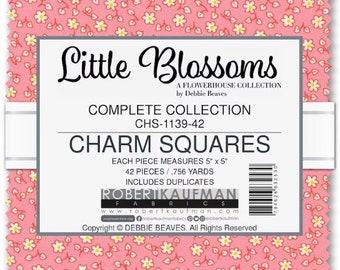 Charm Squares, Flowerhouse: Little Blossoms by Debbie Beaves - Complete Collection Charm Squares for Robert Kaufman, CHS-1139-42