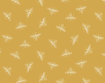Butterscotch Petite Bees, Petite Beehive Collection by Renee Nanneman of Neel'L Love for Andover Fabrics - A-1316-Y - sold by the half yard