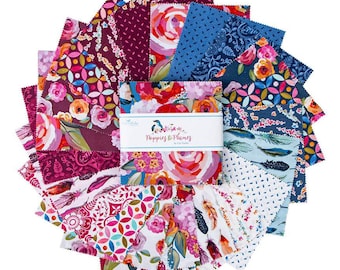 Poppies & Plumes 5" Stacker charm pack Bundles by Lila Tueller for Riley Blake Designs 5-14290-42, includes 42 pieces 5" x 5"