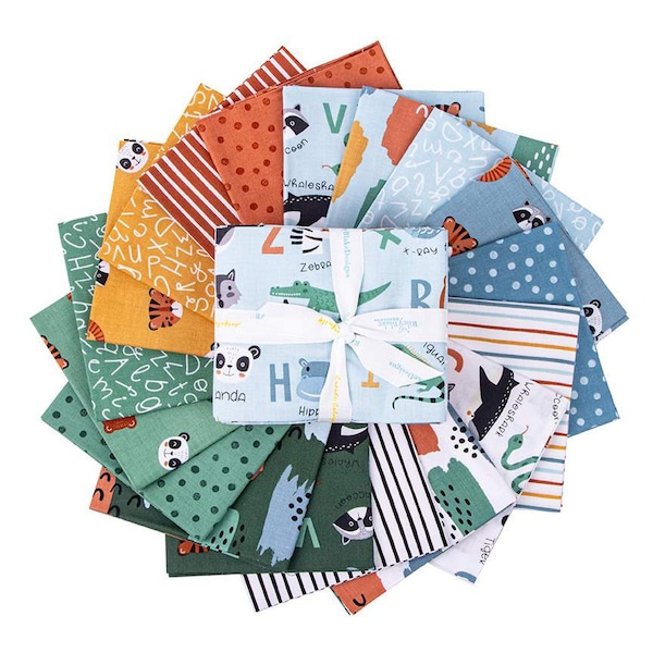 Alphabet Zoo Fat Quarter Bundle by Dani Mogstad for Riley Blake Designs - 18 fat quarter precut bundle - FQ-14090-18