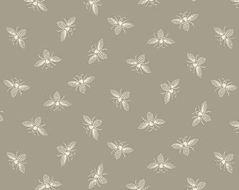 Greige beige Petite Bees, Petite Beehive Collection by Renee Nanneman of Neel'L Love for Andover Fabrics - A-1316-C - sold by the half yard