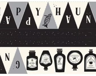 Sophisticated Halloween Bunting Panel by My Mind's Eye for Riley Blake Designs, P14627-PANEL, Panel size is 24" x 42"
