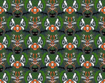 Cat Tower - Gray, Witchy Ways Collection, by Cori Dantini for Free Spirit, Sold by Half Yd, cats, Halloween, PWCD141.XGRAY