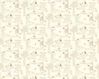 Eat Your Veggies! Dinosaurs Cream by Sandy Gervais for Riley Blake Fabrics, 1/2 yd, a great blender fabric, C11111-Cream
