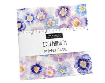 Delphinium Charm Pack 24650PP by Janet Clare, Moda Fabrics, Moda Precuts, 42 5-inch Squares Charm Pack
