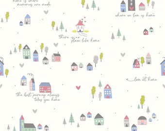 Mulberry Lane Village Off White, sold by 1/2 Yard by Dodi Lee Poulsen of Two Sisters at Squirrel Hollow, Riley Blake Designs C11564-OFFWHITE