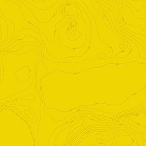 May include: A yellow topographic map with brown contour lines. The lines are dashed and show the elevation of the land.