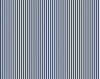 1/8" Stripe Navy, Riley Blake Designs Basic Fabric C495 Navy - Navy and White stripe