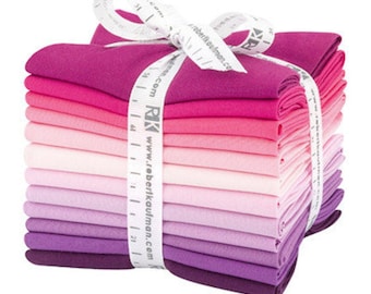 Wildberry Palette 12 Fat Quarter Bundle Curated by Robert Kaufman for Kona Fabrics, FQ-1377-12, 3 yards total Pink Purple Solids 100% cotton