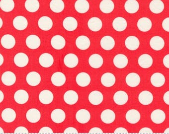 Sincerely Yours Geranium 37611 20 Moda by Sherri & Chelsi for Moda Fabrics -sold by the half yard, polka dots red and white