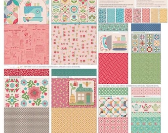 Lori Holt Home Décor Zippy Bags 4 Panel 54" x 54" Lori Holt for Riley Blake Designs HD17370-PANEL,  4 large and 4 small project bags